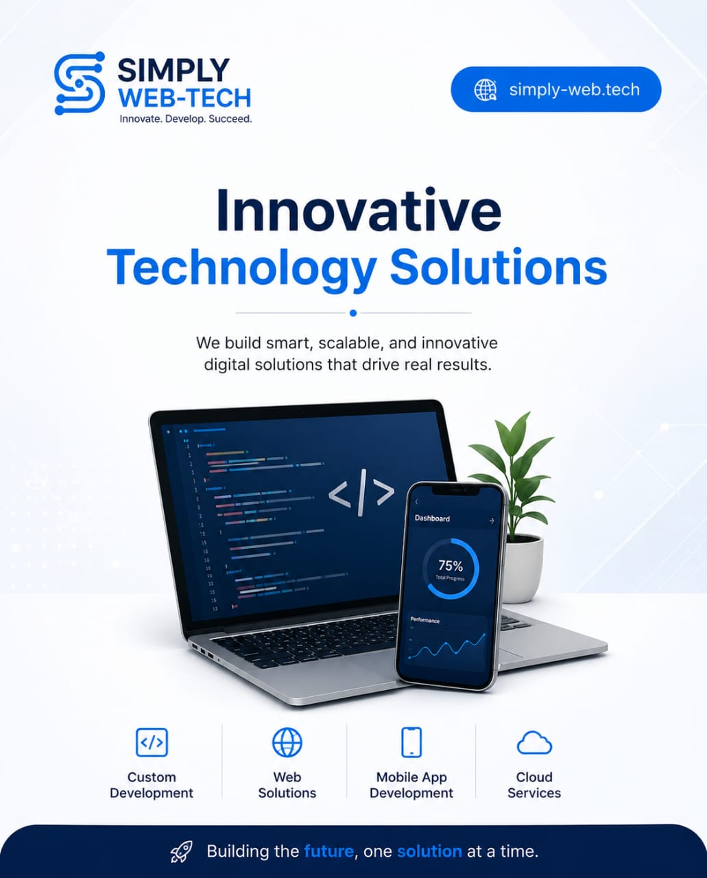 Laptop and smartphone displaying code editor and analytics dashboard